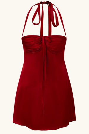 Angelina Dress Cherry Red Silk