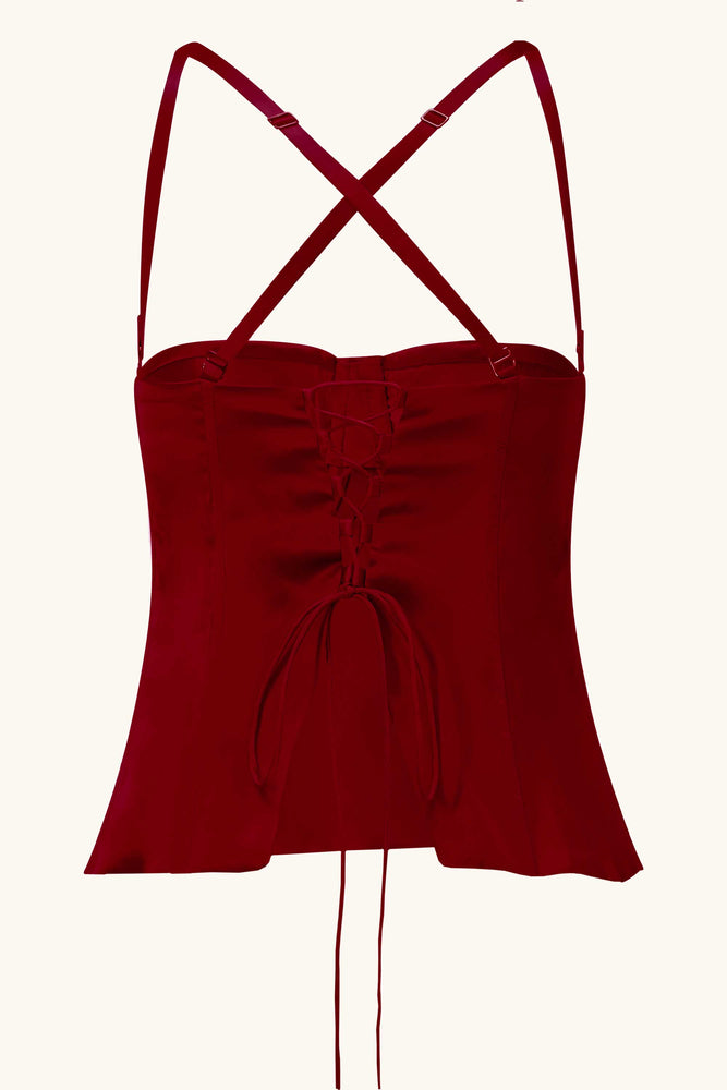 Vs Cherry Embroidery Quarter-Cup Corset Top
