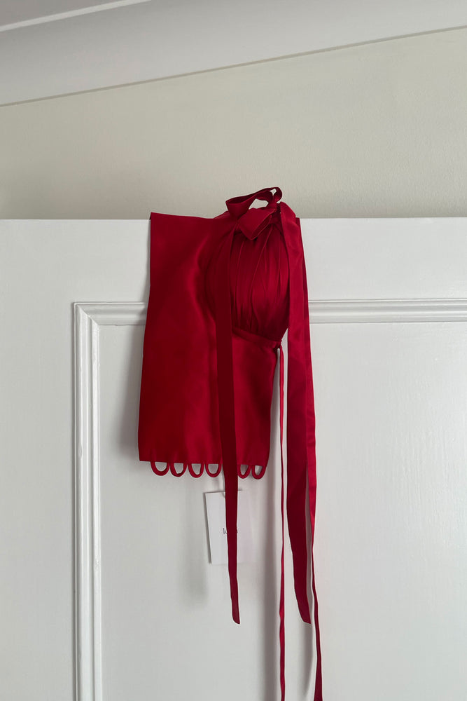 Odette Bustier Cherry Red Silk