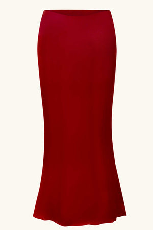 Allura Maxi Skirt ~ Cherry Red Silk