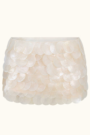 Zeïa Low Rise Mini Skirt ~ Mother of Pearl Ivory