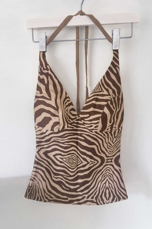 The Halter Top in Chocolate Zebra