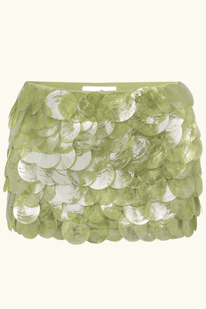 Zeïa Low Rise Mini Skirt ~ Jade Mother of Pearl