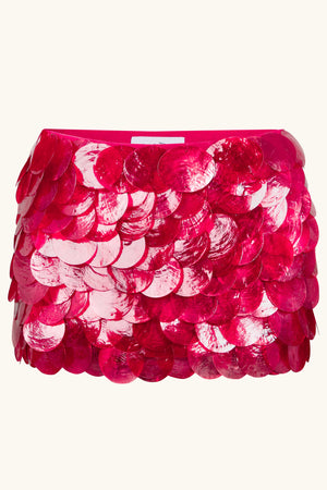 Zeïa Low Rise Mini Skirt ~ Magenta Mother of Pearl