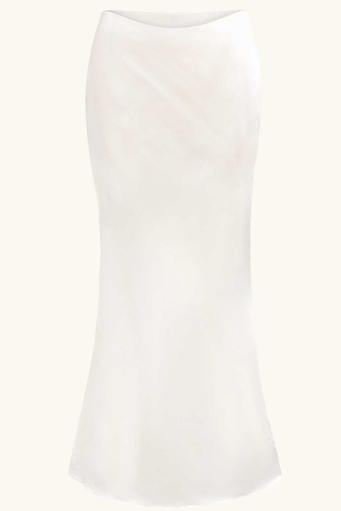 Allura Maxi Skirt ~ Ivory White Silk