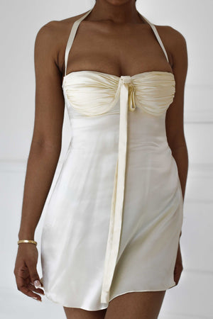 Angelina Dress Ivory White Silk