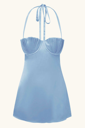 Soleil Silk Mini Dress ~ Cinderella Blue