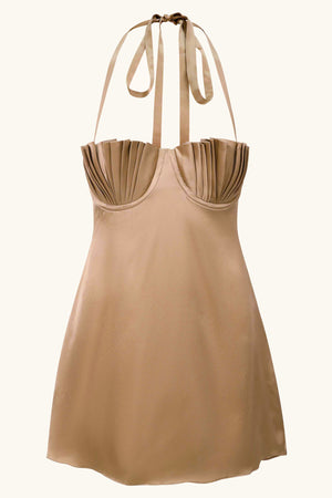 Soleil Mini Dress ~ Chinchilla Gold Silk