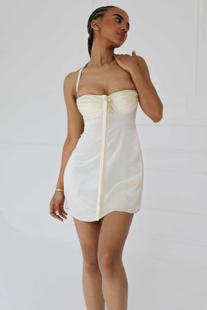 Angelina Dress Ivory White Silk