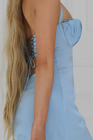 Mini-robe en soie Soleil ~ Bleu Cendrillon