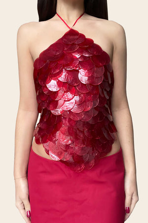 Faerie Halter Top ~ Ruby Mother of Pearl