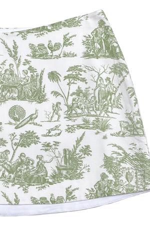 Dawn Mini Skirt ~ Green Toile